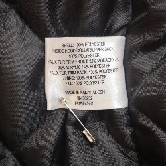 NWT Gallery NY Ladies Size Large Black Faux Fur Trimmed Removable Hood Parka - Picture 8 of 16